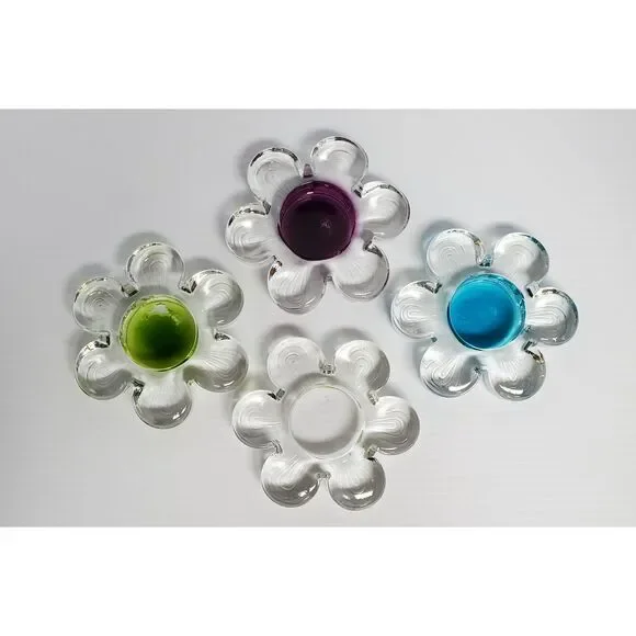 Glass Flower Votive Candle Holder Set of Four - Picture 1 of 1
